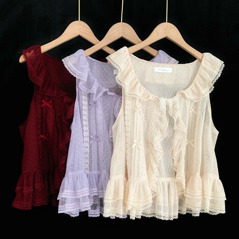 【聆风】withpuji原创设计 四色百搭蕾丝马甲轻薄透气夏lolita