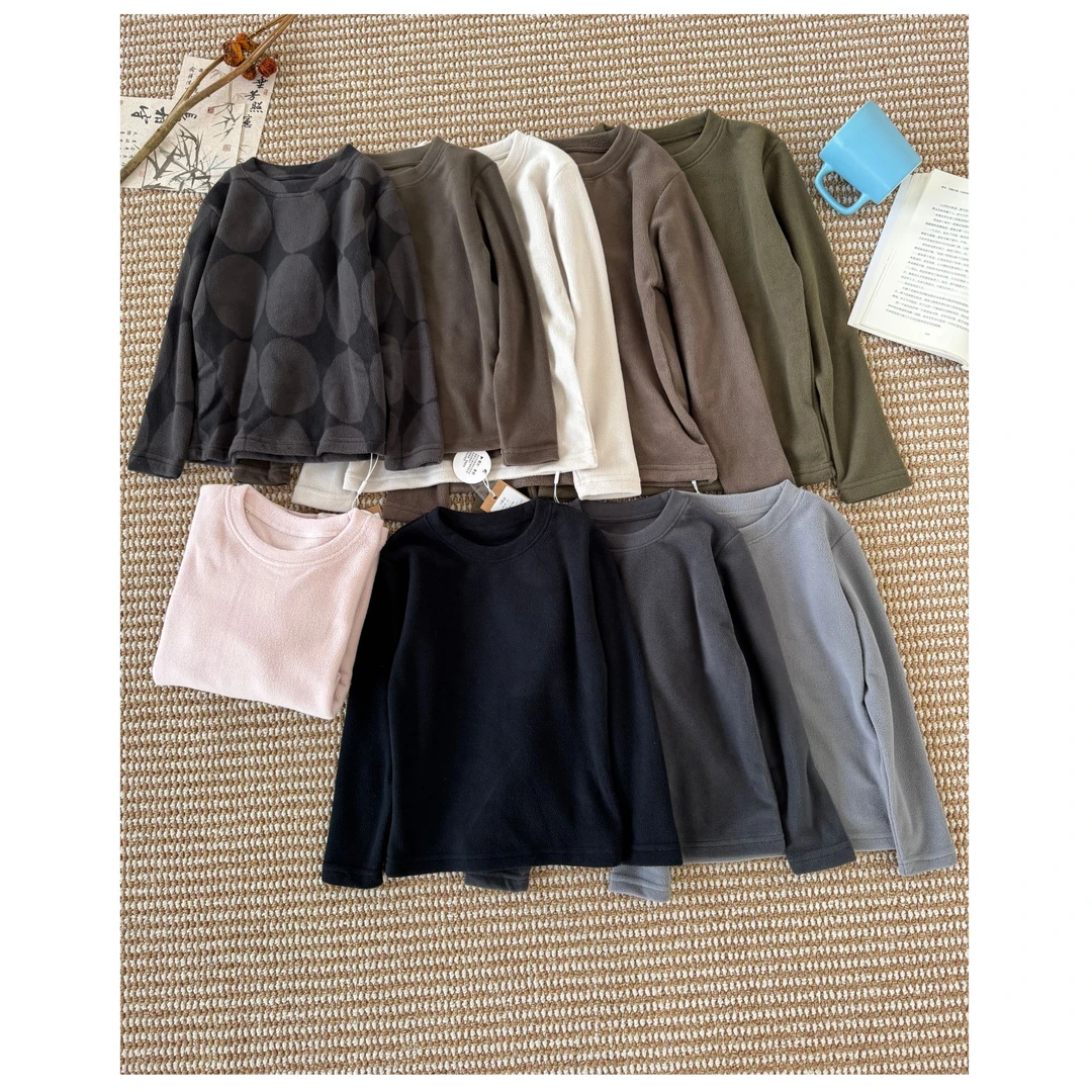 T615秋冬常规宽松型加绒圆领长袖T恤打底衫童