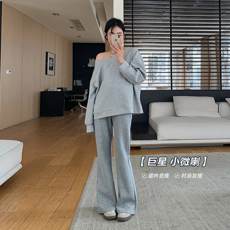 孕妇新款春秋款喇叭裤外穿显瘦冬季加绒加厚微喇运动长裤棉裤春装