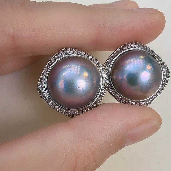 耳饰拼合珍珠（马贝珠）未镶嵌