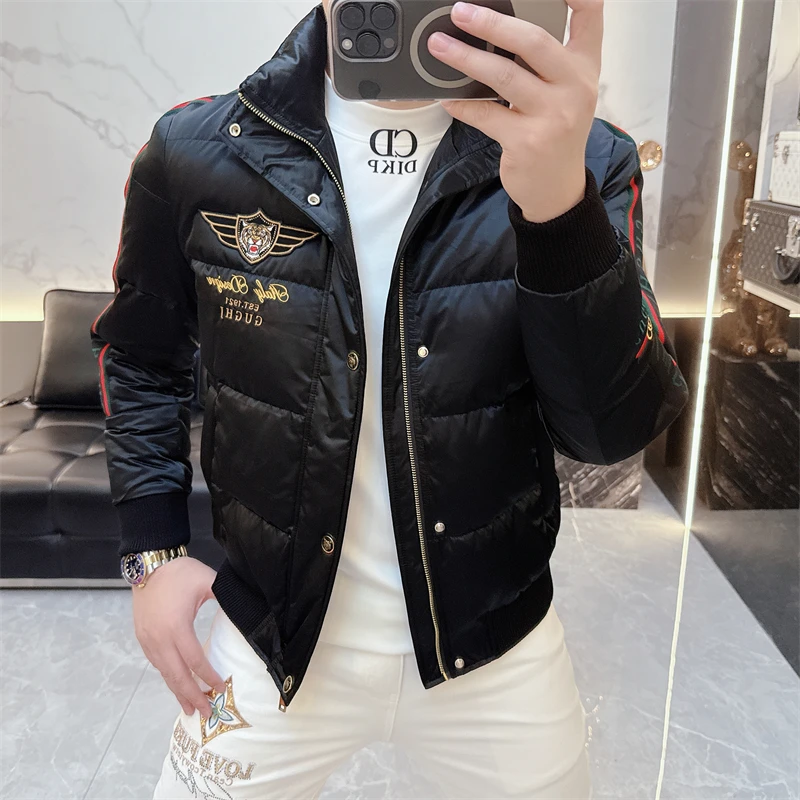 2025新款潮牌轻奢男士羽绒服冬季时尚修身翻领百搭保暖羽绒外套潮