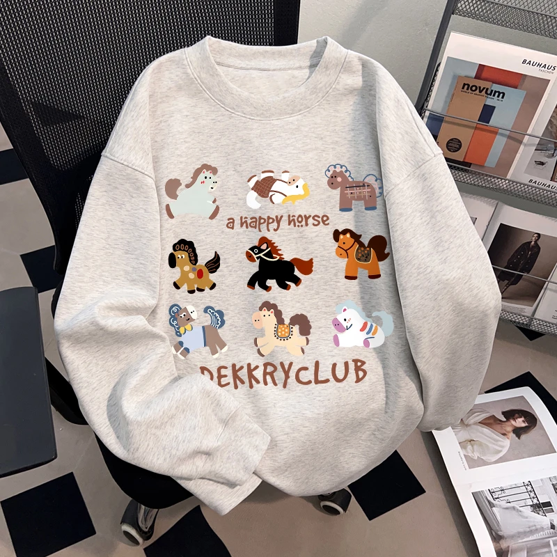 Dekkry潮牌美式oversize打底t恤秋冬季纯棉长袖男女休闲套头上衣