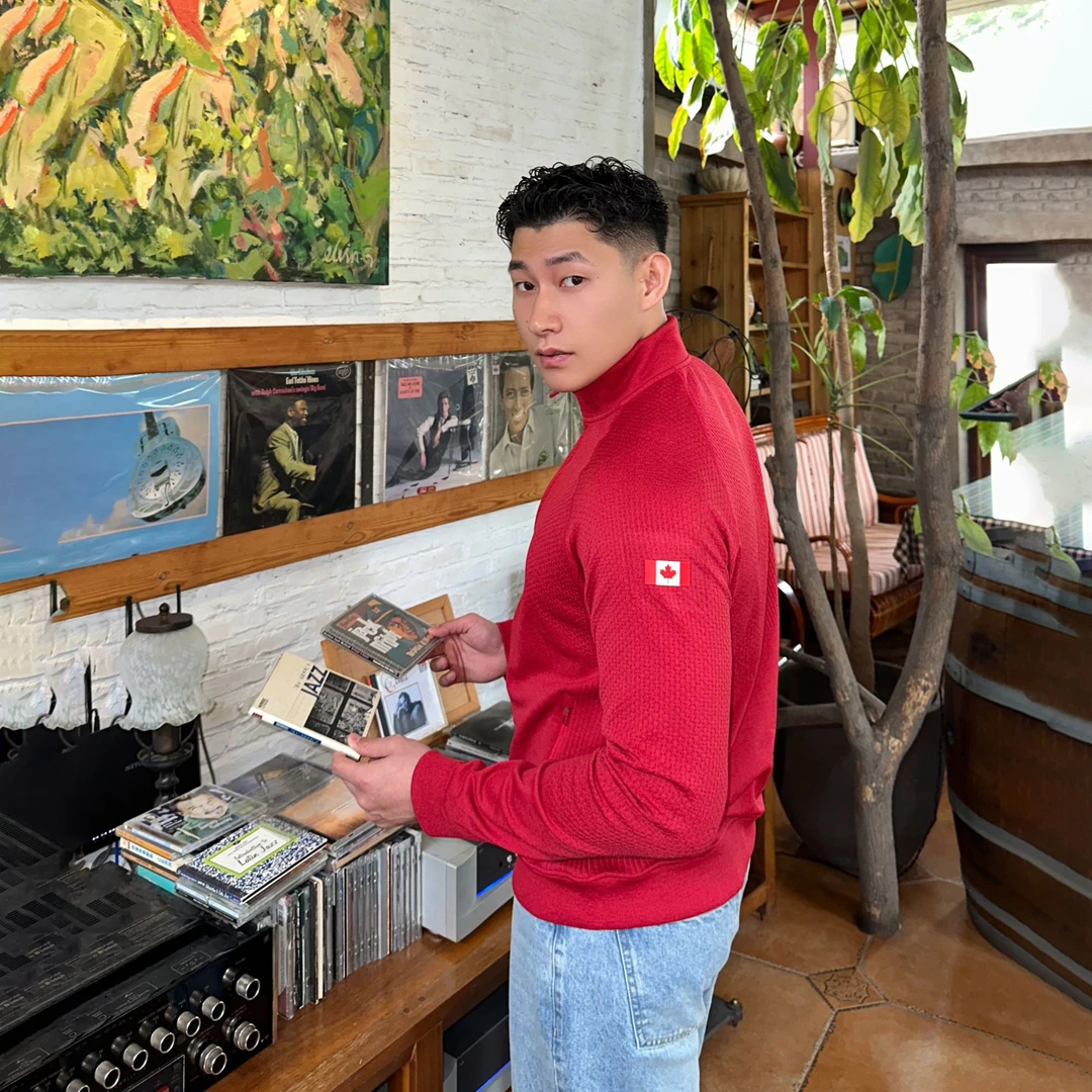 红色限定lulu同款立领拉链卫衣男春季新款肌理感休闲运动开衫外套