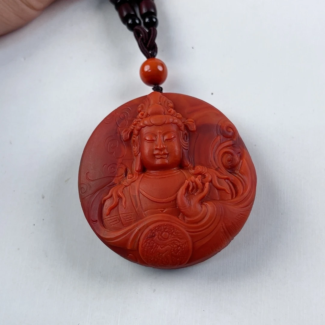 手串未镶嵌南红玛瑙鑫*瓦西牛血红观音吊坠