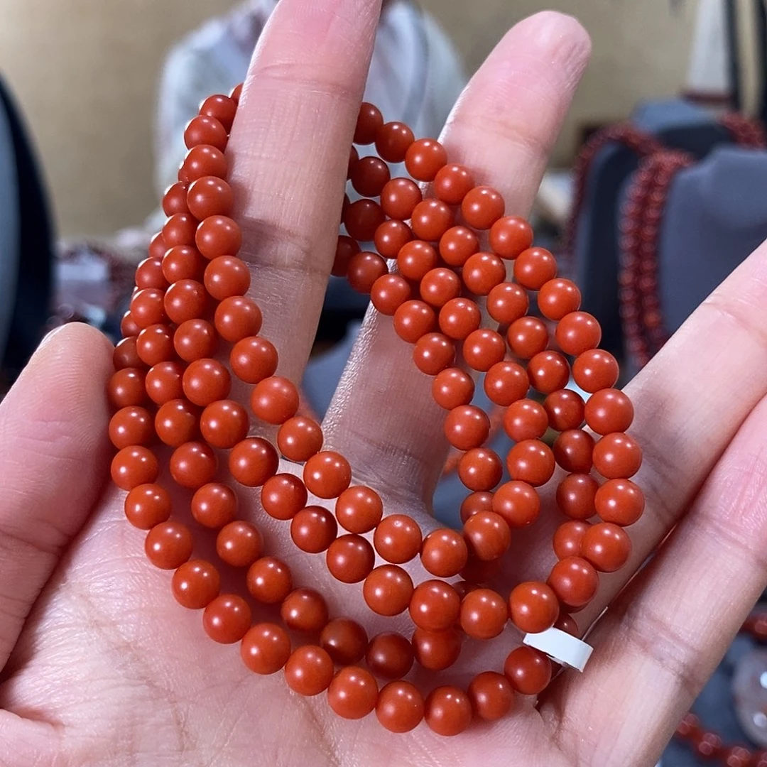 未镶嵌多圈5mm南红玛瑙