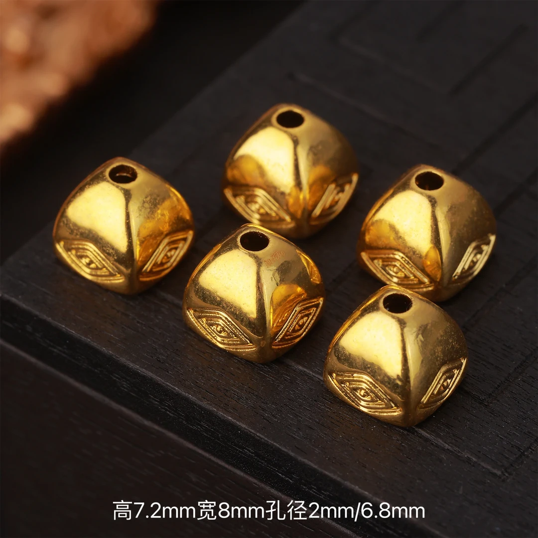 【来福工厂】18k金藏式法眼塔头三通金塔文玩手串项链配饰配件