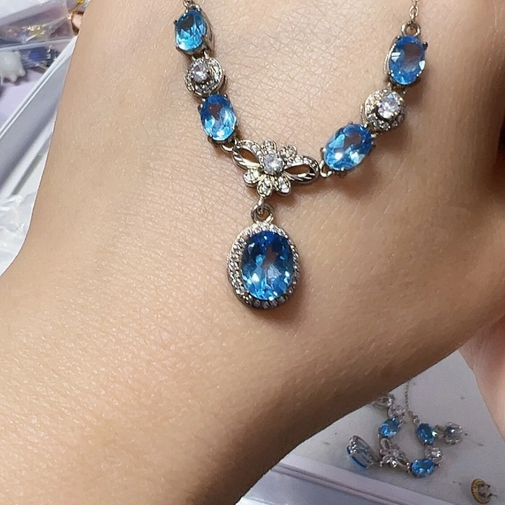 颈饰银S925镶嵌托帕石