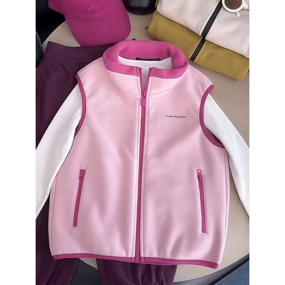 女童摇粒绒马甲秋装2025新款儿童保暖背心坎肩春秋季女孩校服神器