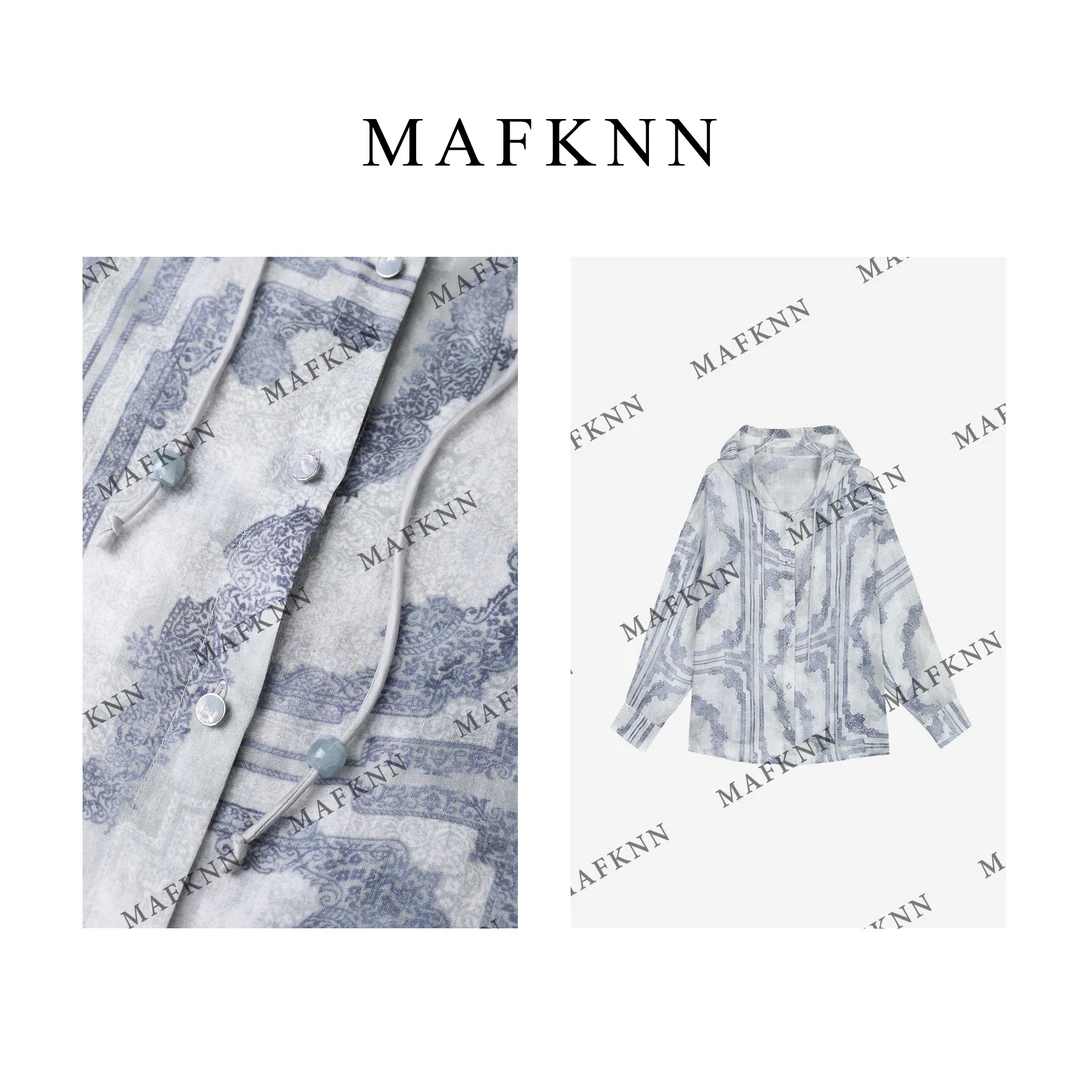 MAFKNN/玛肯时尚休闲简约纯色百搭带帽长袖小衫上衣MK12323