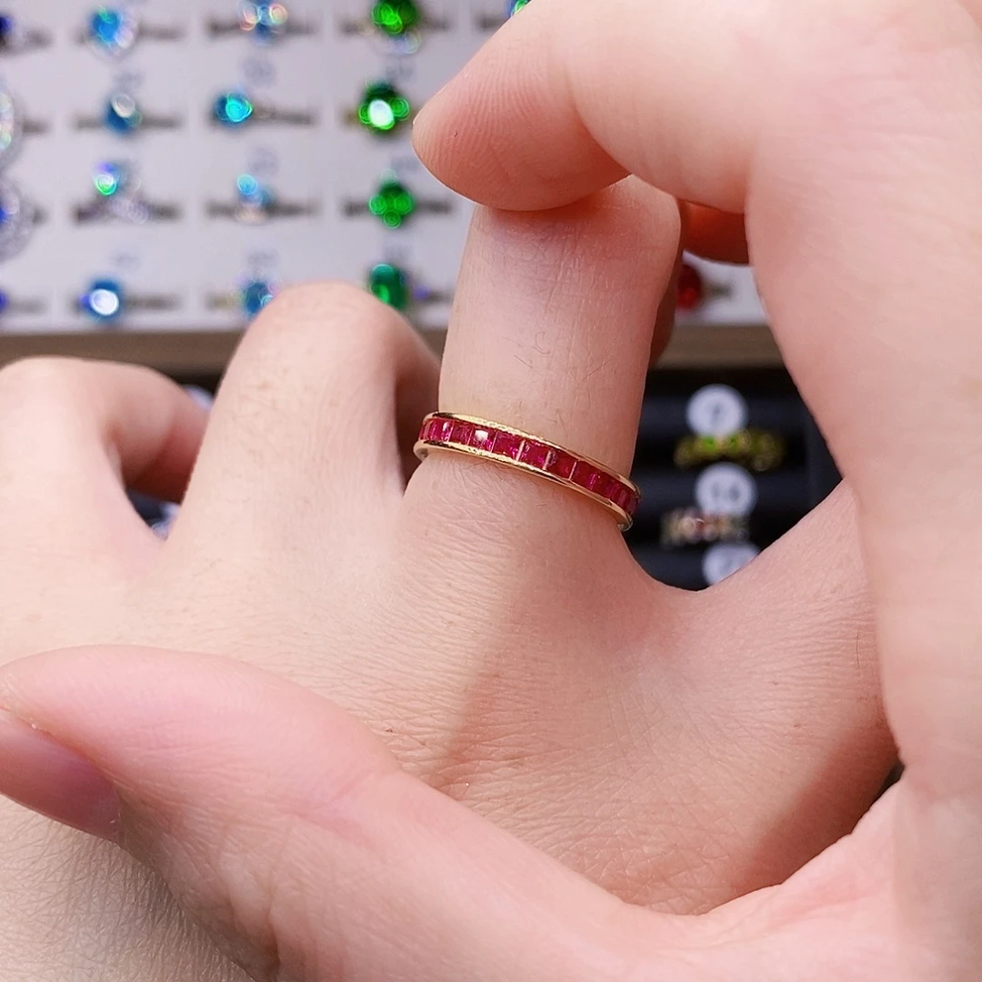 戒指银S925镶嵌红宝石