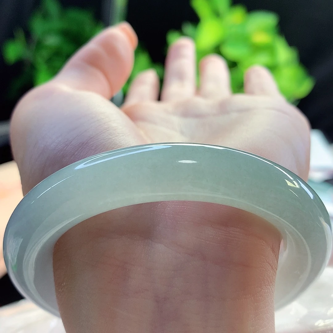 未镶嵌手镯翡翠天然A货翡翠55-56冰晶葡萄肉 水灵灵