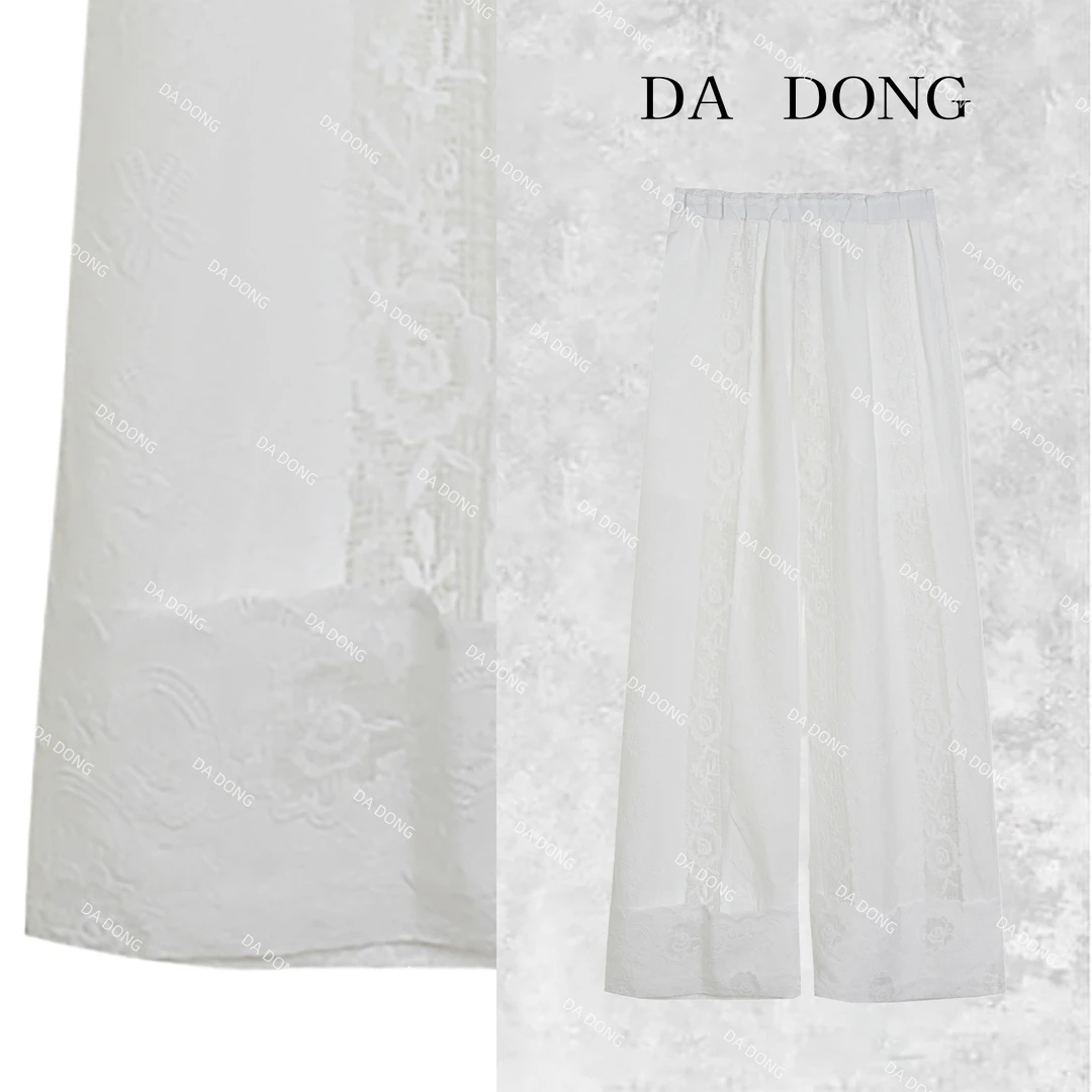 浮雕玉兰--中式国风气质时尚休闲百搭宽松显瘦小众设计直筒阔腿裤