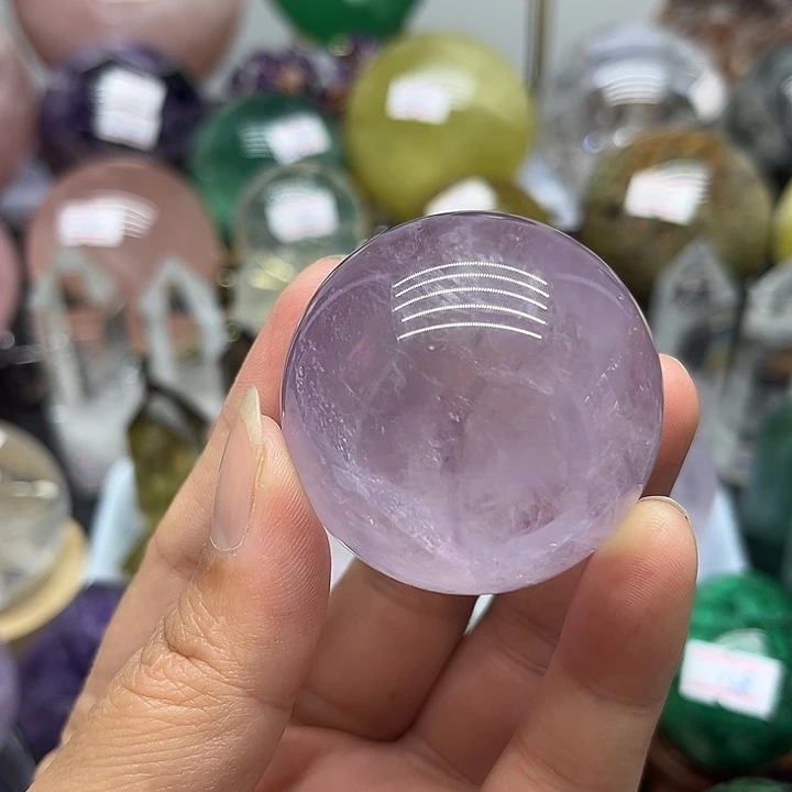 水晶未镶嵌珠宝半成品126克紫水晶球