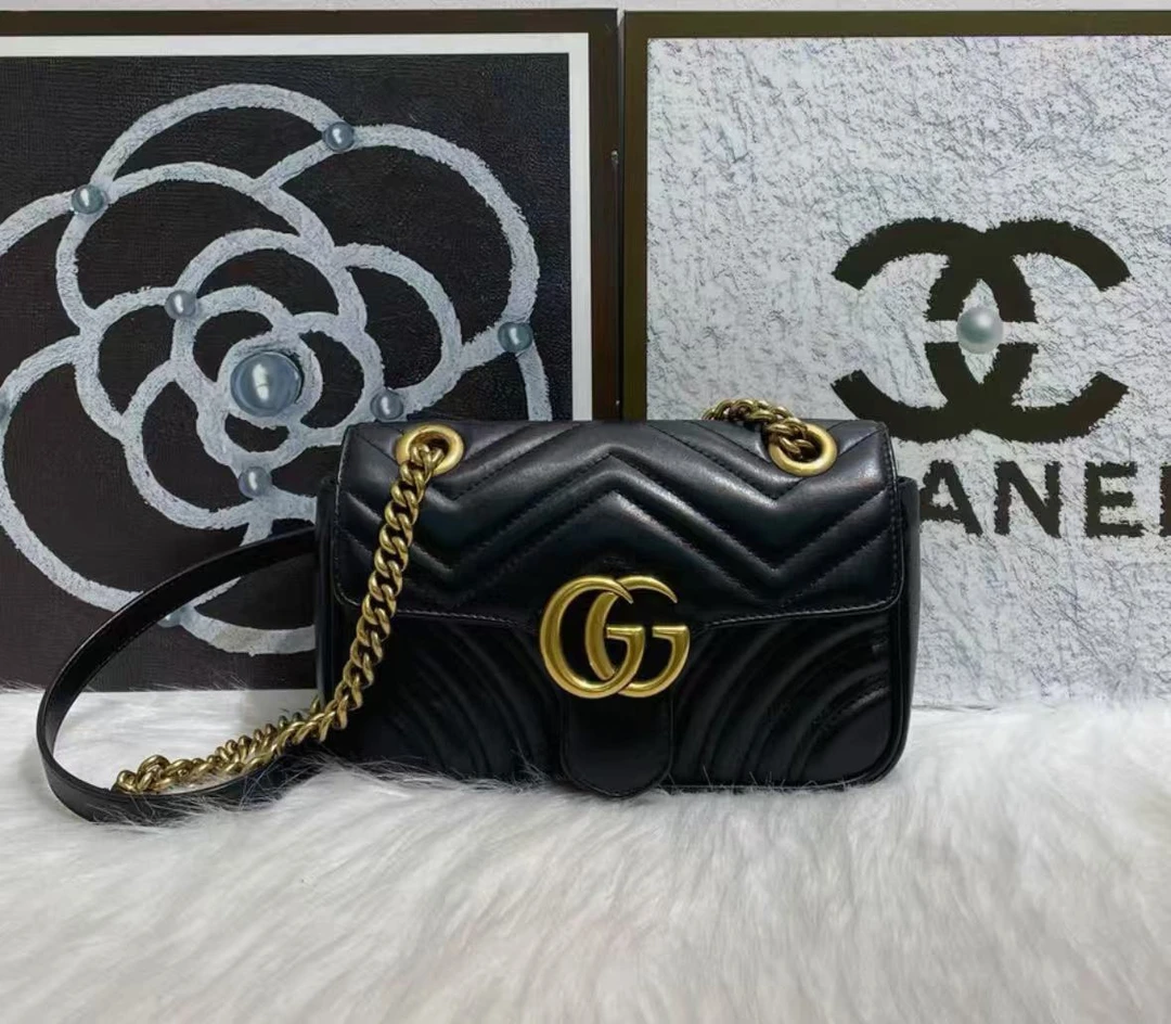 95新 GUCCI/古驰 马蒙黑金22  可单肩斜挎