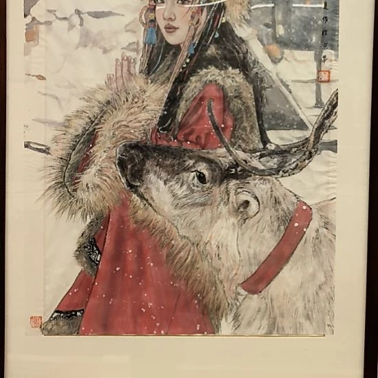 国画人物画作精品带框