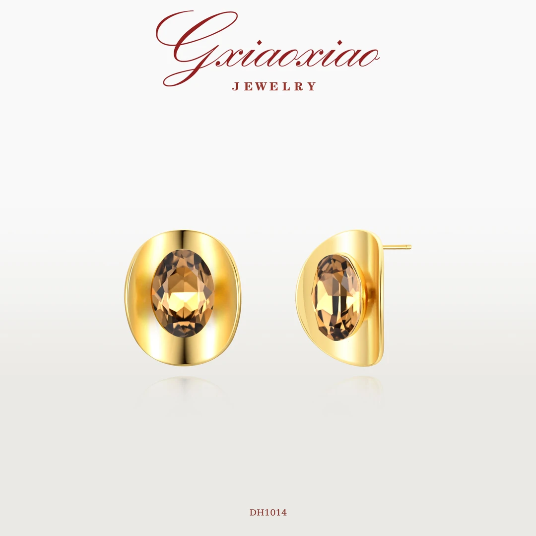 G XIAOXIAO 镀K金耳饰【金眸流光】高级感轻奢气质椭圆形耳环DH1014