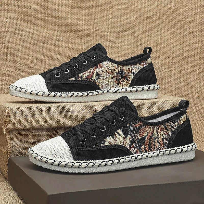 2025夏季新款潮流男士休闲鞋低帮百搭渔夫透气帆布学生板鞋