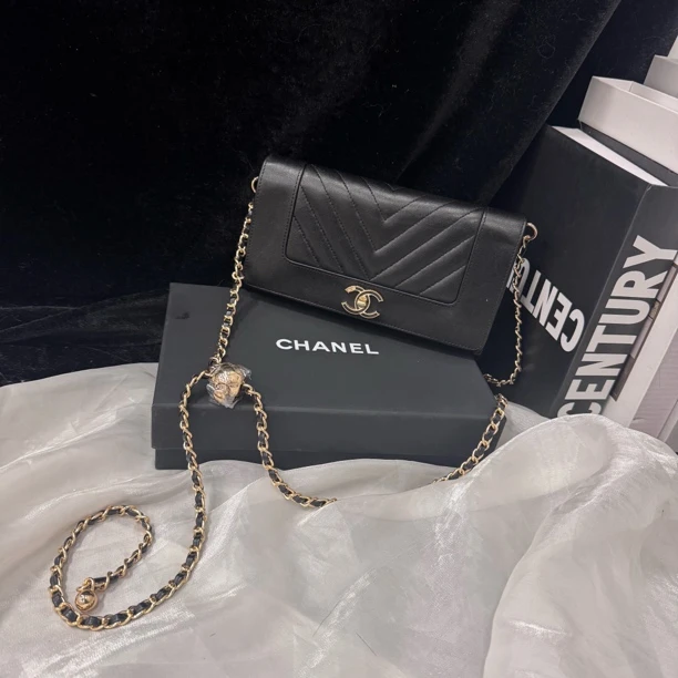 95新 Chanel/香奈儿 香奈儿 黑金斜挎包单肩包（钱包）
