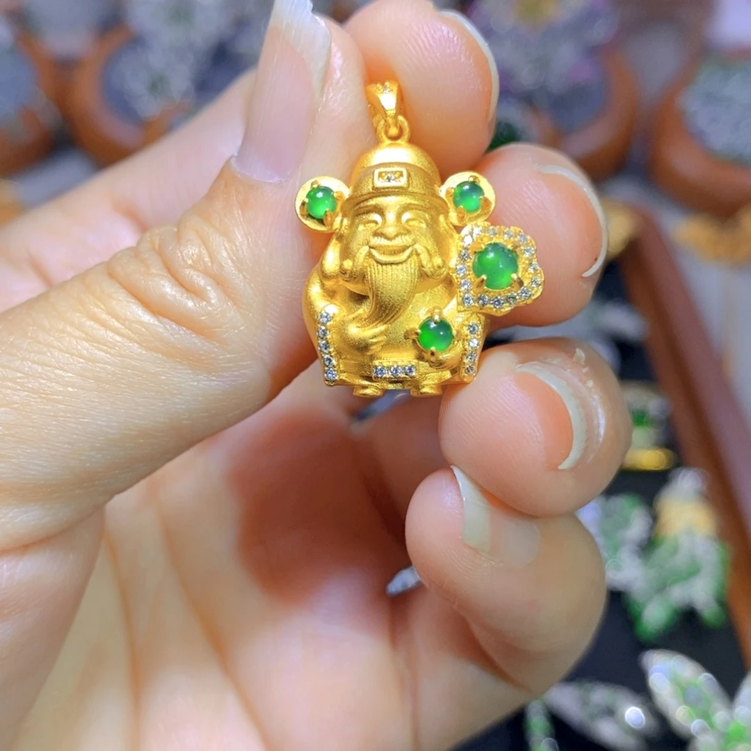 翡翠颈饰银S925镶嵌天然翡翠