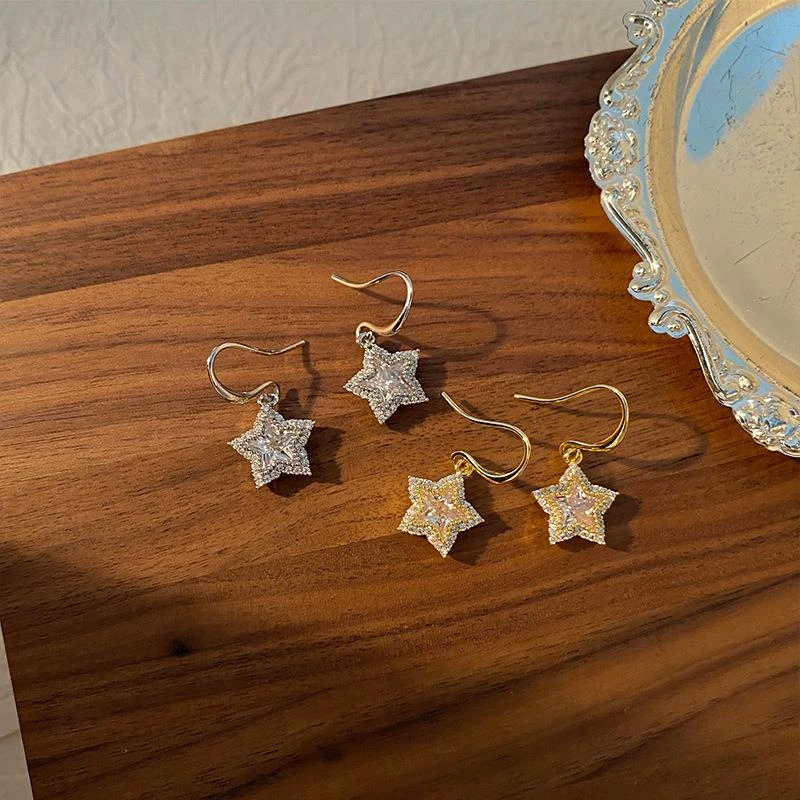 铜合金锆石耳饰 新款时尚耳钩耳环高级感设计感气质小众精致简约
