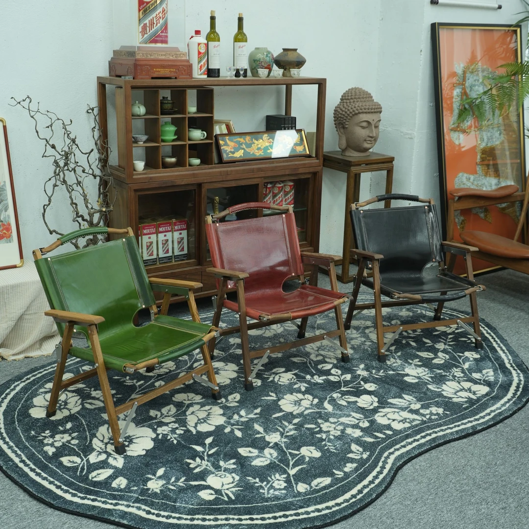 克米特椅休闲椅沙滩椅折叠椅真皮北美黑胡桃白蜡木美式