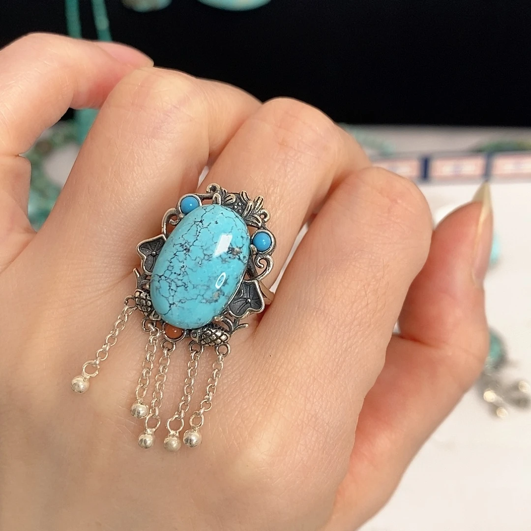 绿松石银S925镶嵌珠宝奇石