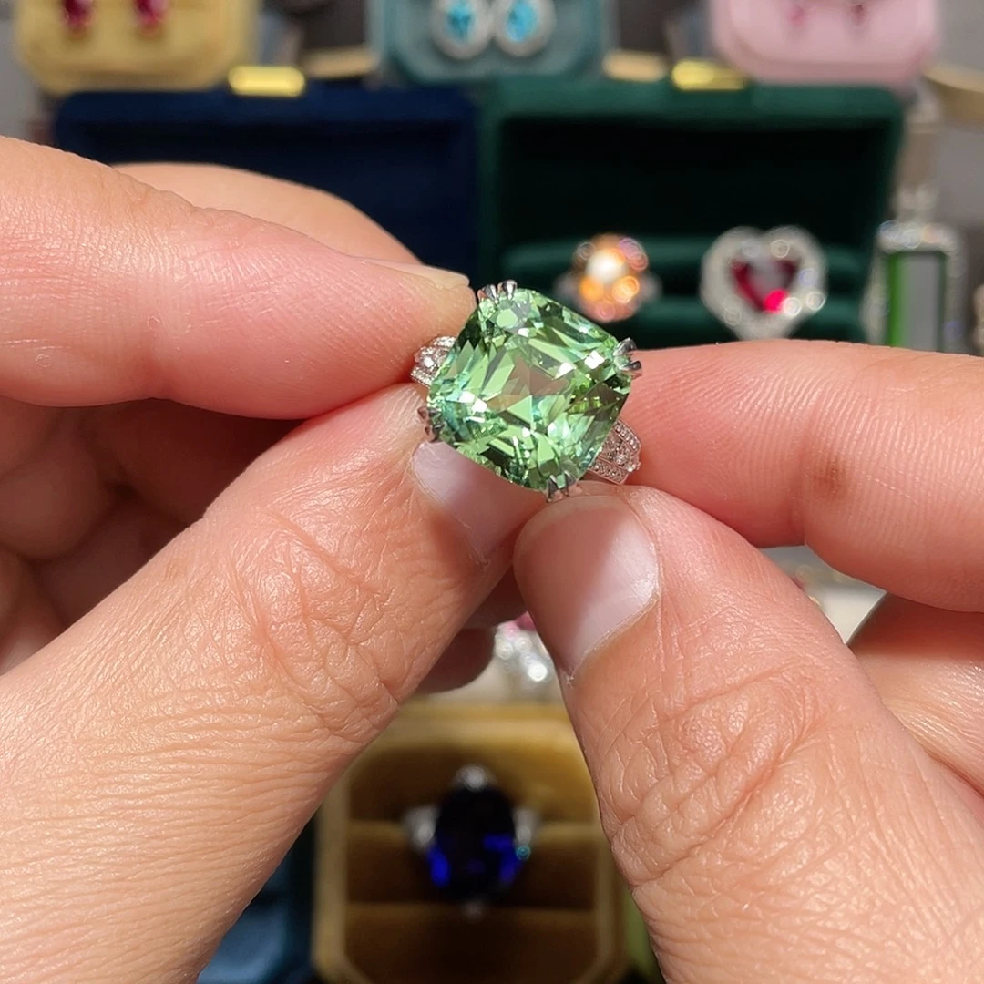 戒指碧玺18K金镶嵌12.09ct
