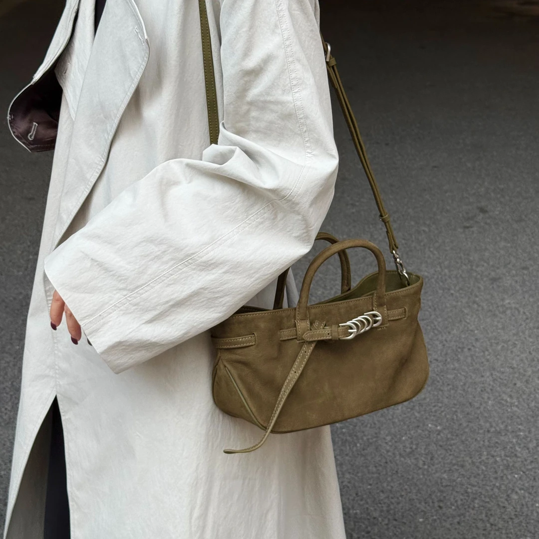 ZEUGEE【皮带扣麂皮横版托特】简约百搭麂皮牛皮单肩手提斜跨包休闲