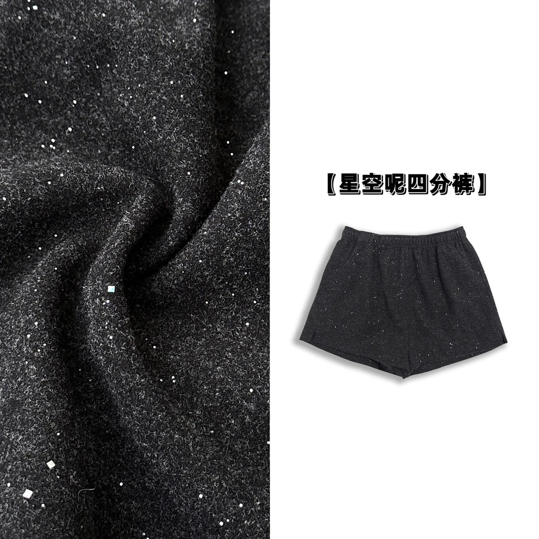 微胖女装【璀璨星空】星空呢料四分裤秋冬百搭高级显瘦短裤20575