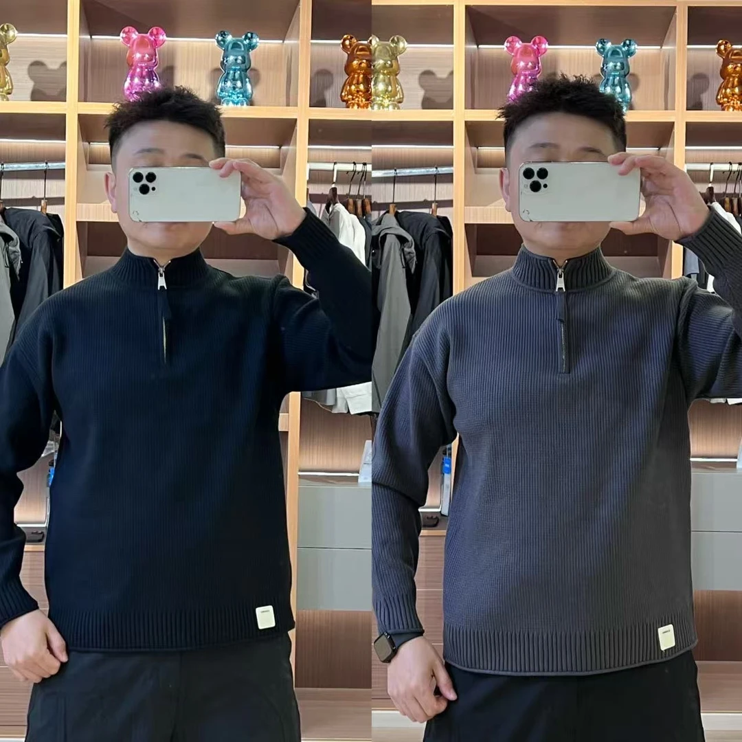 【XQ】秋季新款25210男士休闲半拉链针织毛衣半高领秋冬针织衫冬季