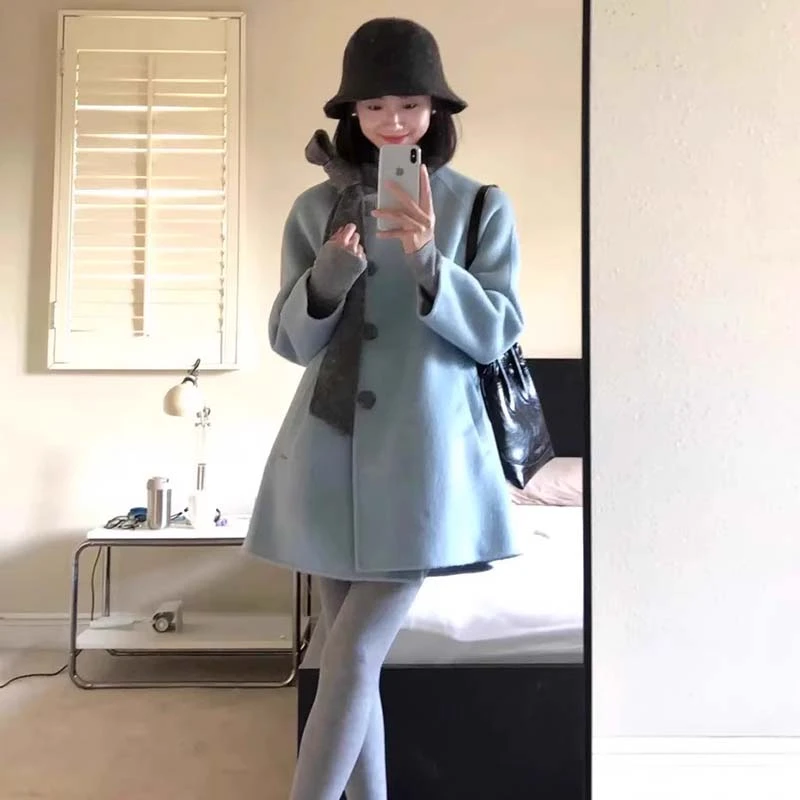 【有里布】毛呢外套女冬季新款显瘦气质小个子呢子大衣QY0131