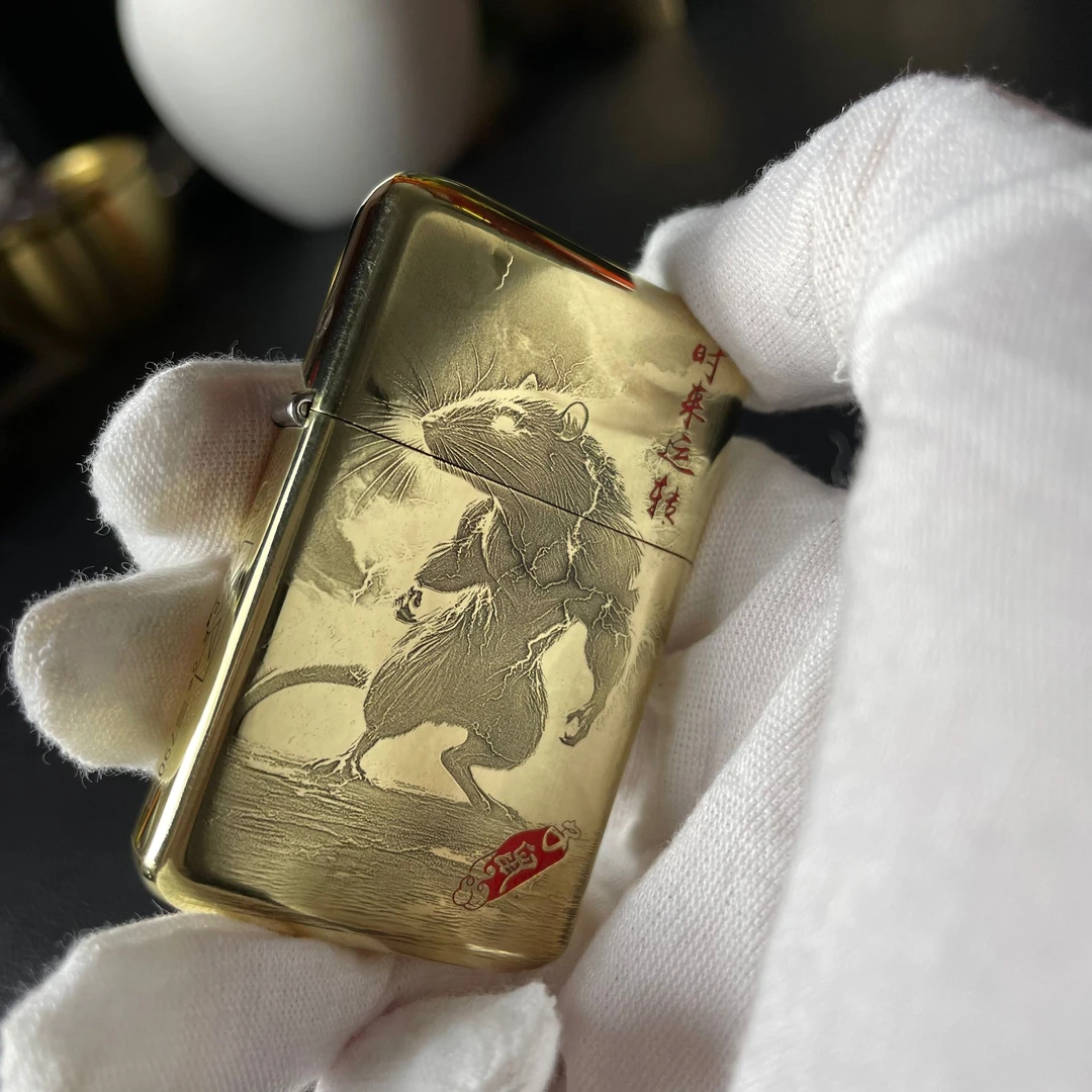 ZORRO佐罗790生肖鼠原铜填砂守护神密封打火机山海经异兽