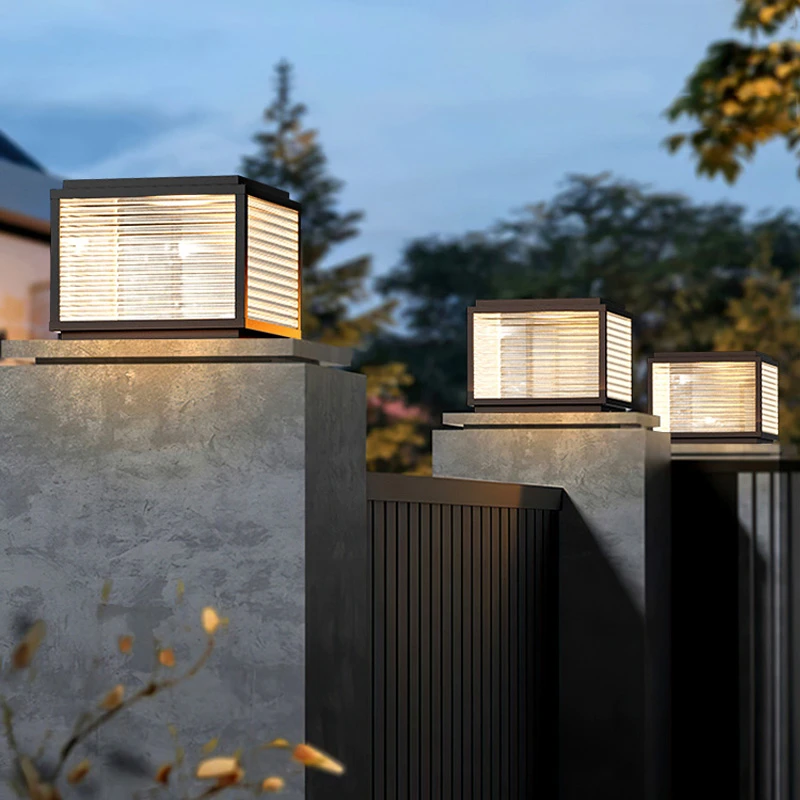 太阳能灯柱子灯柱头灯中式别墅大门两边门柱灯家用户外防水围墙灯