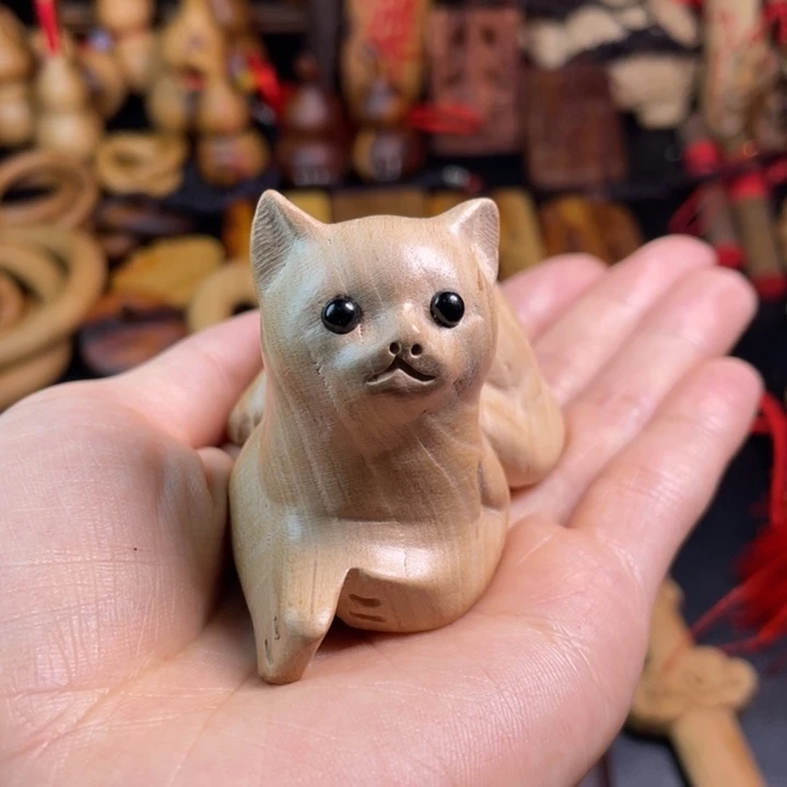 桃木小猫咪手把件29.8米的