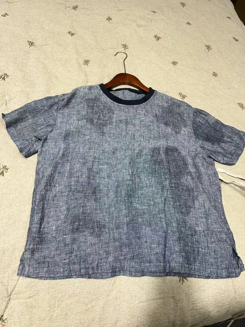 夏季新款春雨牛仔蓝色短袖