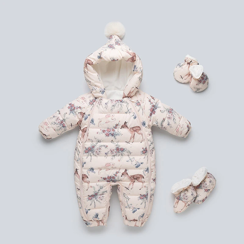 新款婴儿羽绒服连衣女宝宝加厚外出服抱衣冬季幼儿连身衣爬服