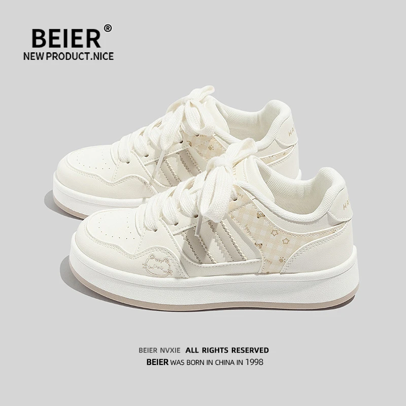 BEIER鞋子女款网红款百搭小白鞋2025新款板鞋阔腿裤必备鞋女鞋子