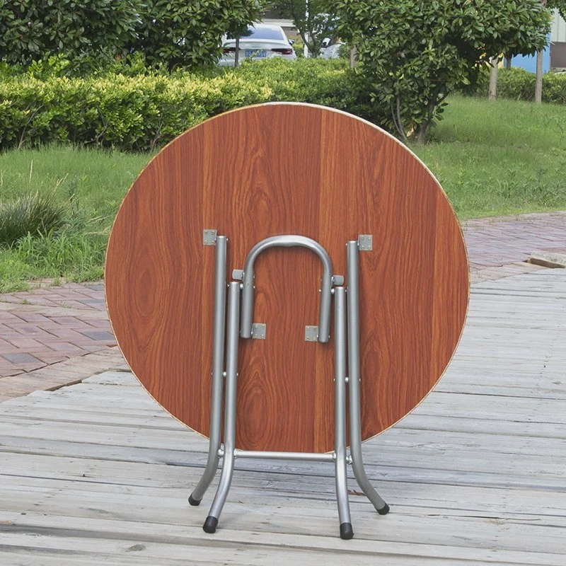 靠边站圆桌折叠家用小饭桌可折叠桌子圆形吃饭桌圆餐桌折叠矮桌