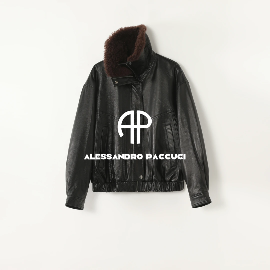 AP洛哥54089PW【黑标系列填充桑蚕丝】西班牙进口羊皮+羊毛翻领皮衣