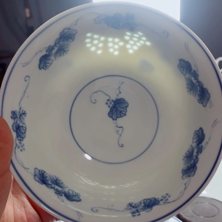 青花玲珑7寸面碗葡萄