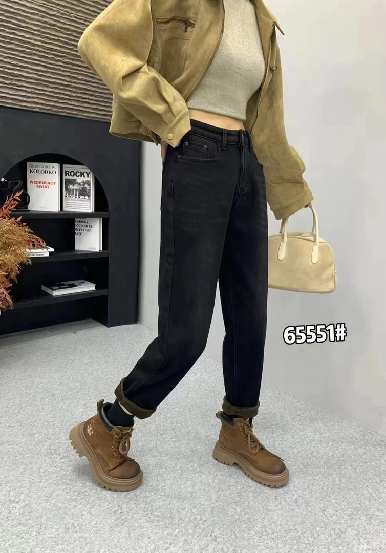 冬季新款加绒百搭小跨牛仔裤65551