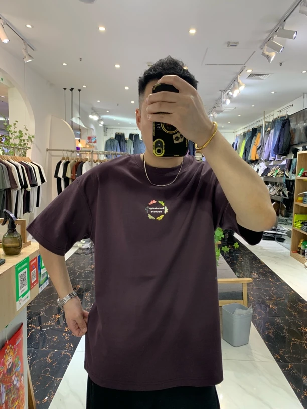 加大码300斤复古休闲情侣印花圆领短袖T恤男女装夏季简约百搭上衣