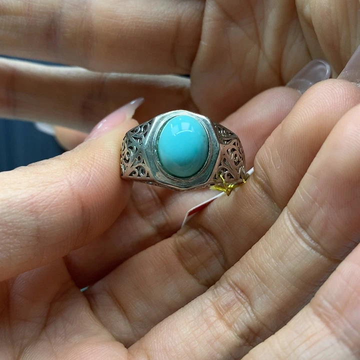 绿松石银S925镶嵌戒指