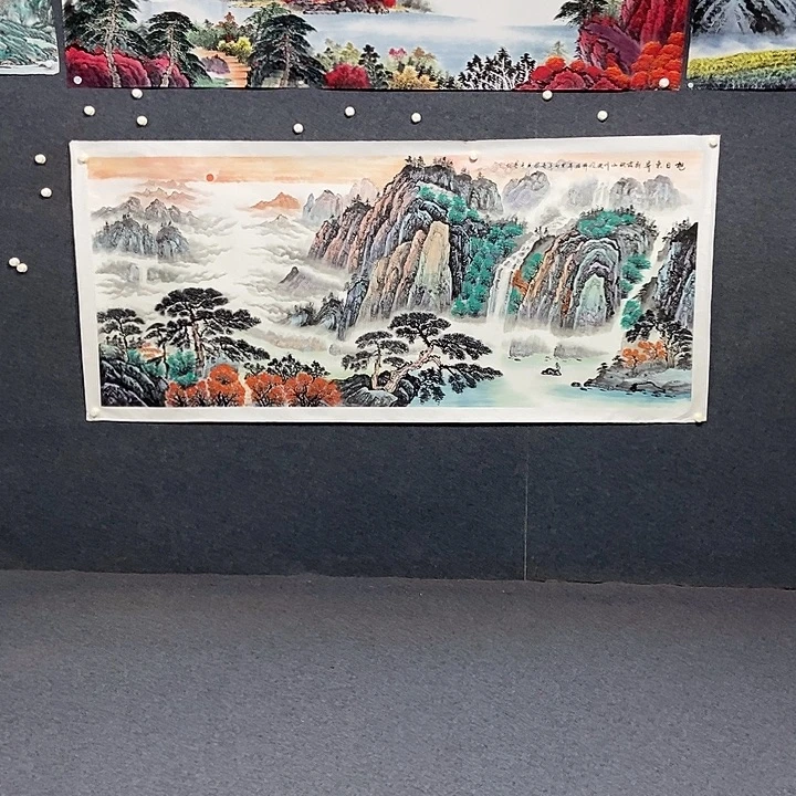 国画小八尺山水一副处理