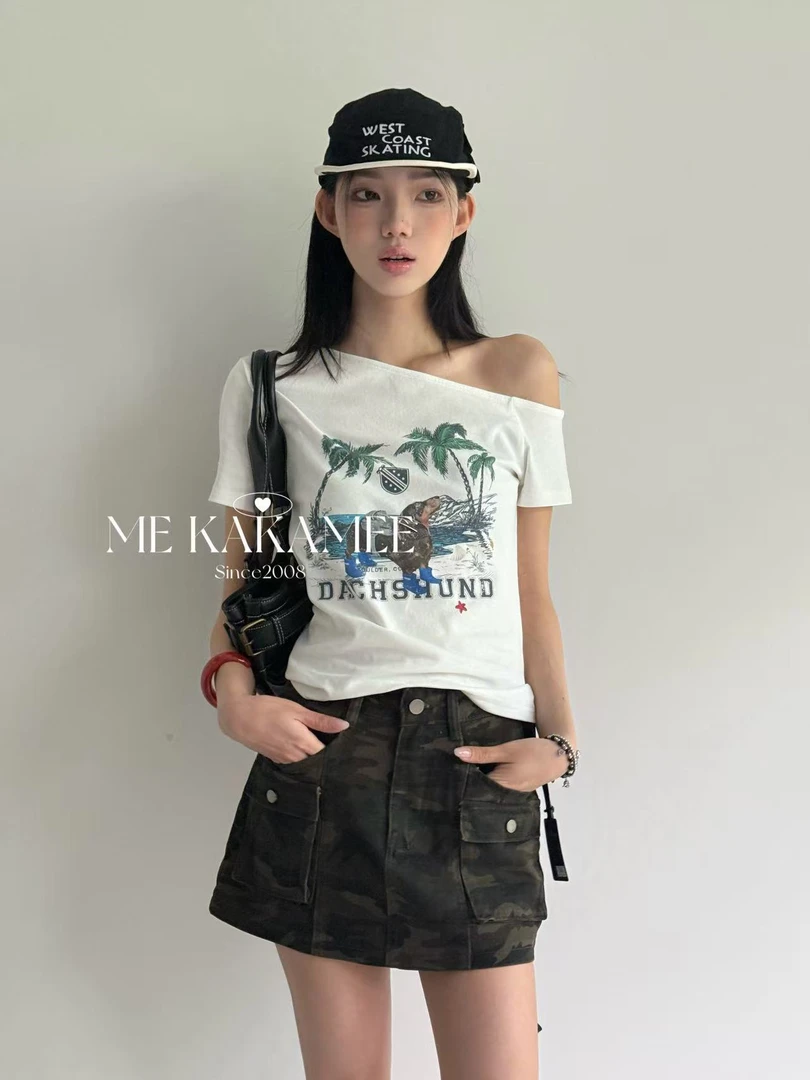 迷彩的！工装口袋设计短款半身裙（KA0337#）KAKAME