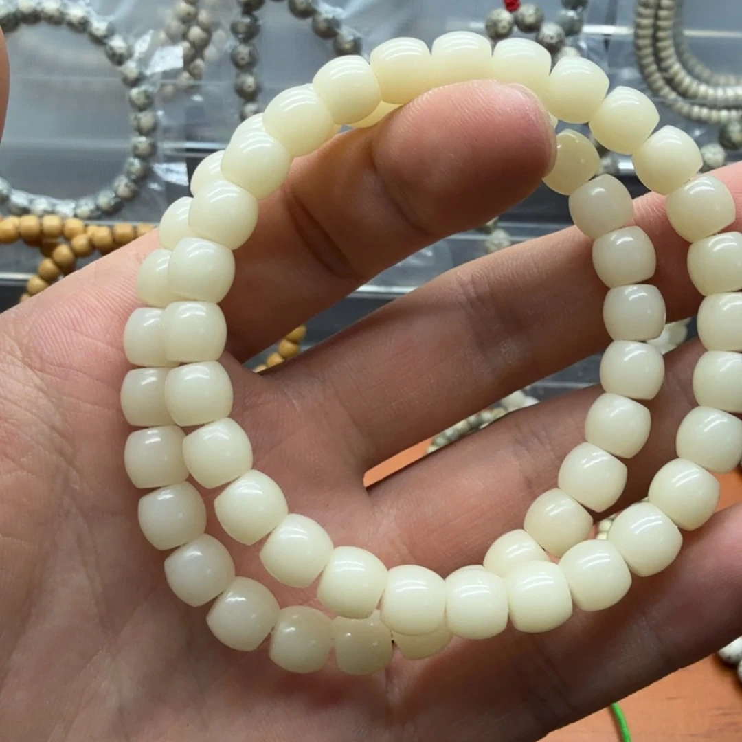星月菩提手串鼓珠白玉