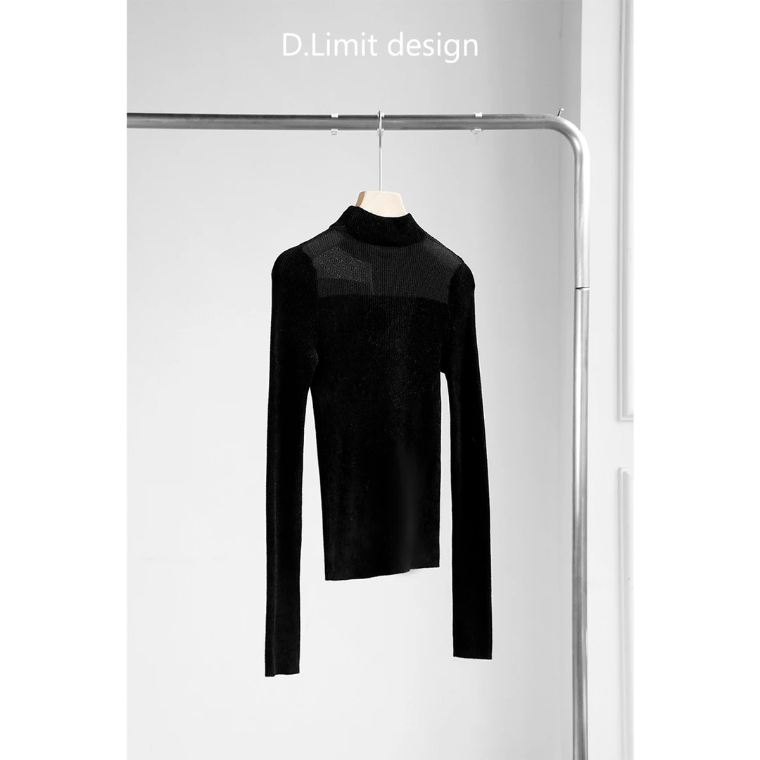 时尚高级感纯色半高领长袖针织衫DLLFY732