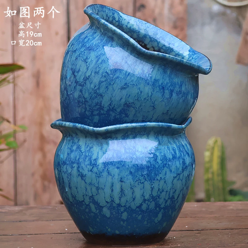 大口径陶瓷花盆多肉植物绿植老桩透气家用盆景