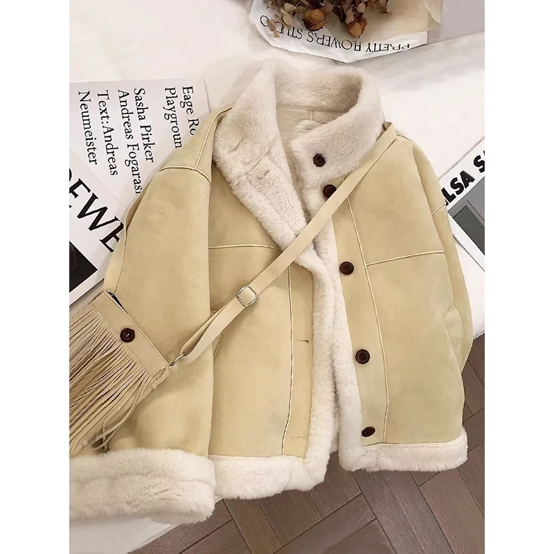 女童加绒外套秋冬2025新款儿童皮毛一体冬装韩版女孩百搭上衣洋气