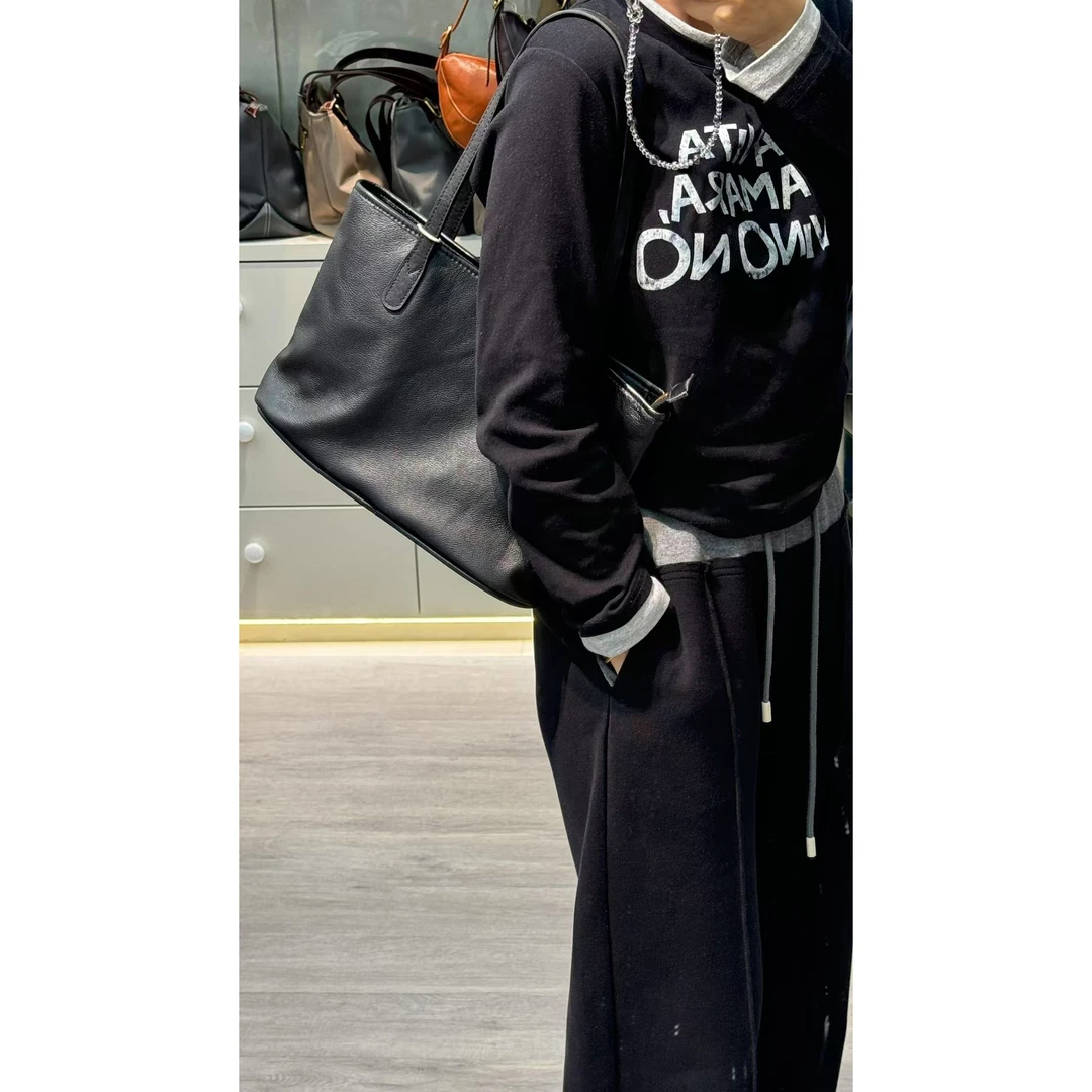 7506黑色新款时尚通勤真皮女包